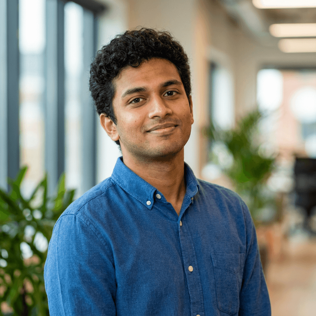 Daniel Osei in a business shirt in a bright office